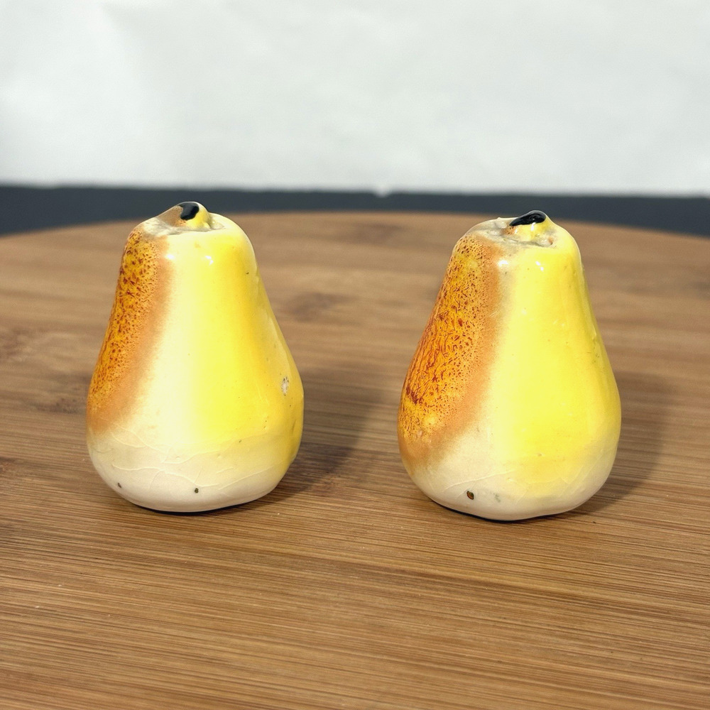 Vintage Pear Salt And Pepper Shakers Japan 2 Inches Tall With Cork Stoppers